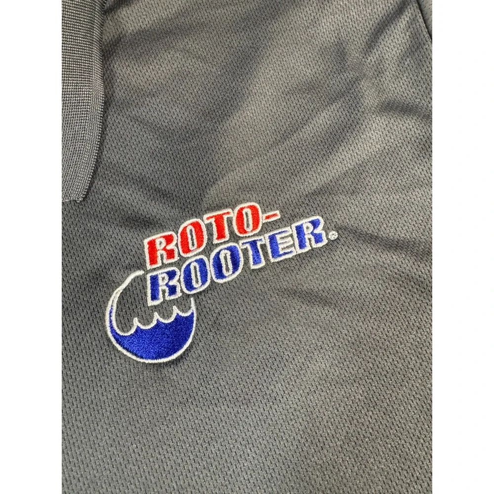 Unbranded Mens Roto-Rooter Polo Shirt XL Gray Short Sleeve Embroidered Polyester